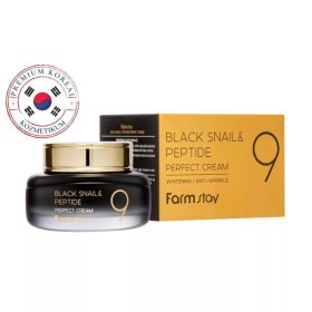   Feszesítő arckrém fekete csiga kivonattal 55 ml - Black snail & peptide9 FarmStay