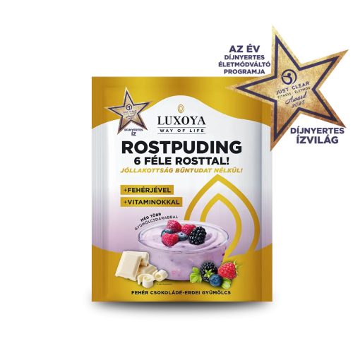 Dupla csokoládé ízű rostpuding fehérjével 25 g - Rostpuding - 6 féle rosttal Luxoya