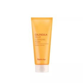   Bőrnyugató és hidratáló vegán arctisztító hab körömvirág kivonattal 200 ml - Calendula Relief FarmStay