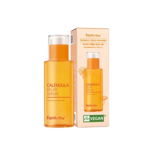 Bőrnyugató és hidratáló vegán szérum körömvirág kivonattal 50 ml - Calendula Relief FarmStay
